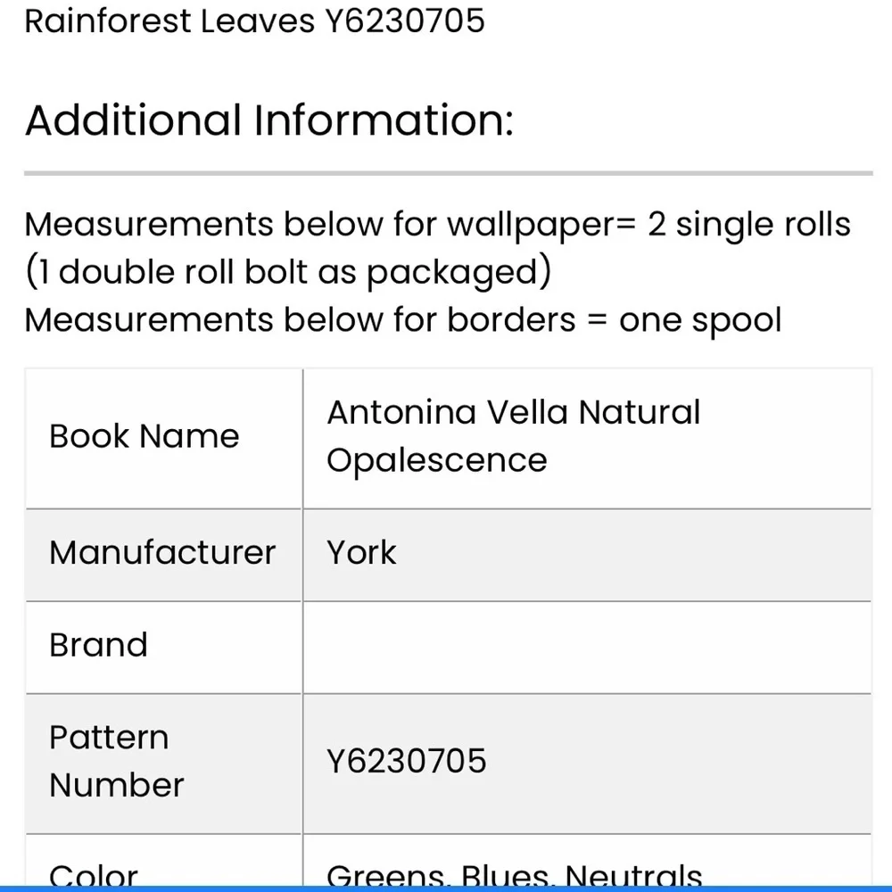 NWT Anthropologie Rainforest Leaves Wallpaper 1 roll